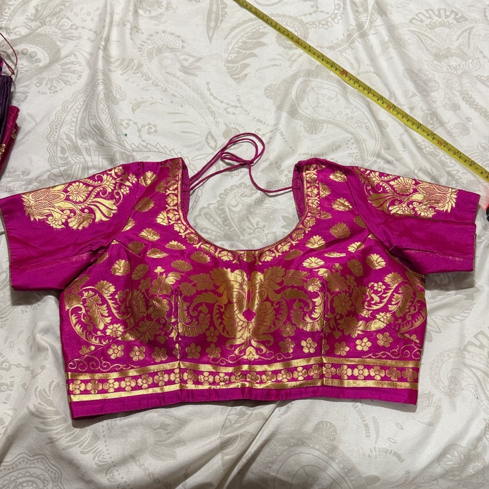 Pink and Gold Embroidered Blouse